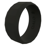 QALO Mens Black Faceted Silicone Ring - Size 9