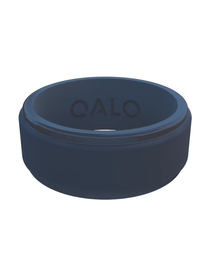 QALO Mens Polished Step Edge Silicone Ring - Size 9