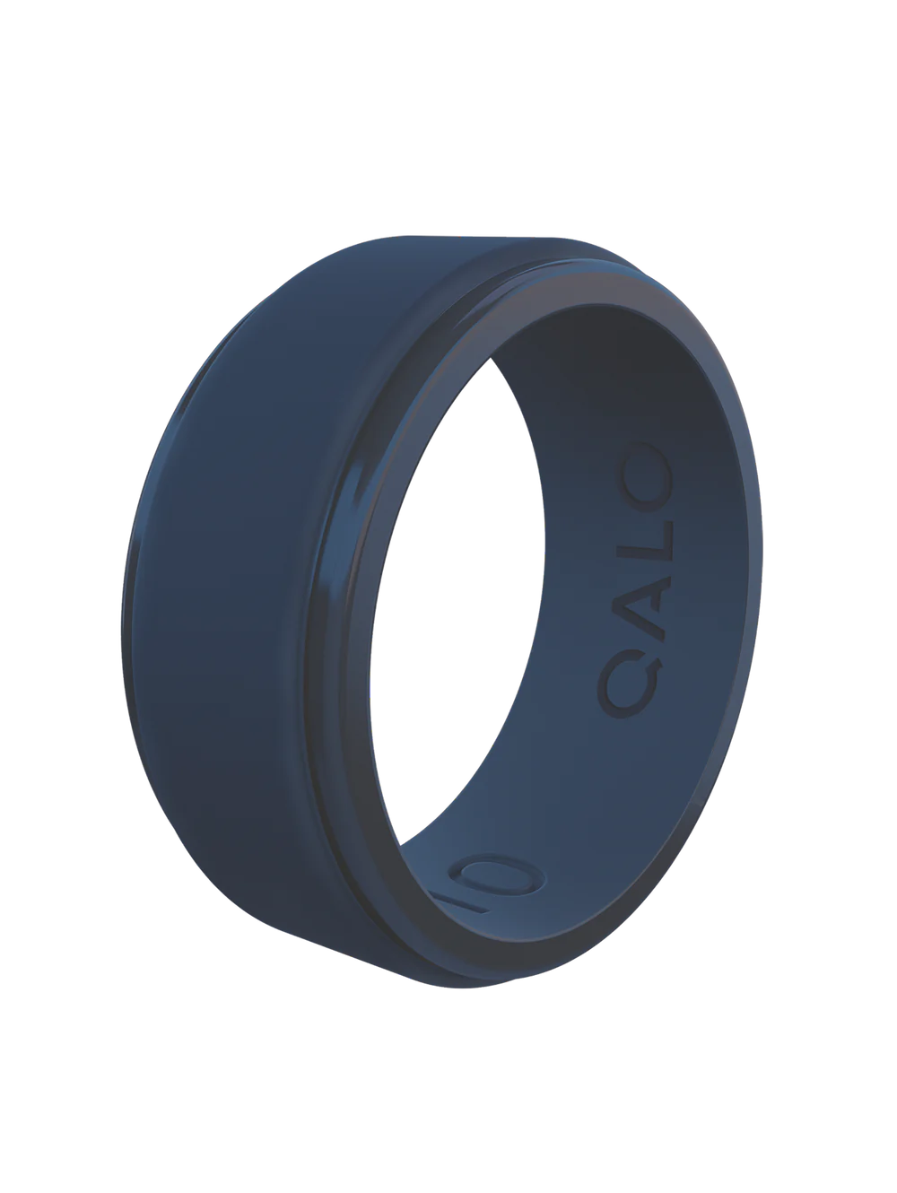 QALO Mens Polished Step Edge Silicone Ring - Size 9