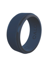 QALO Mens Polished Step Edge Silicone Ring - Size 9
