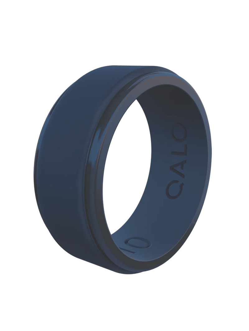 QALO Mens Polished Step Edge Silicone Ring - Size 9
