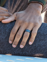 QALO Mens Polished Step Edge Silicone Ring - Size 9