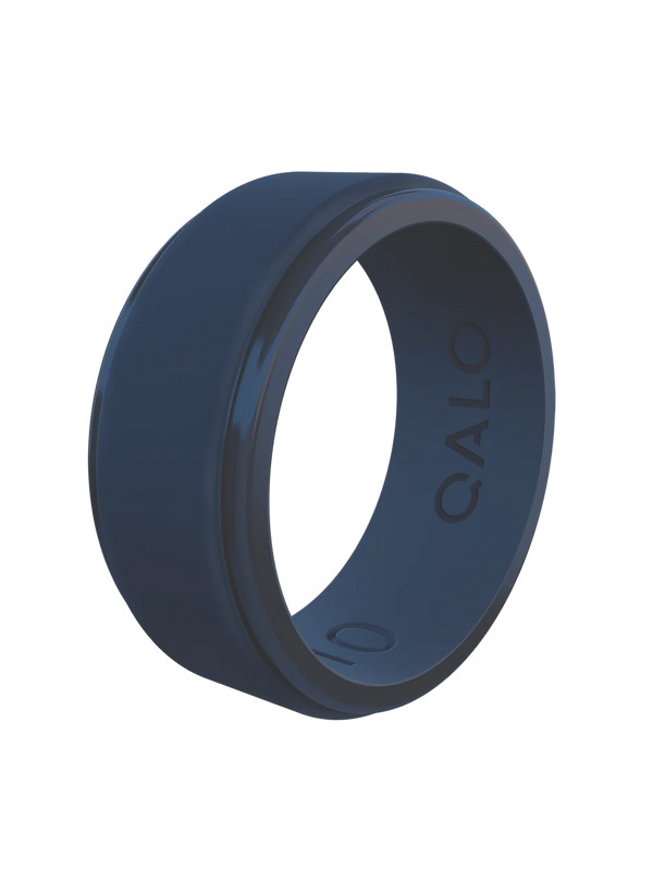 QALO Mens Polished Step Edge Silicone Ring - Size 10