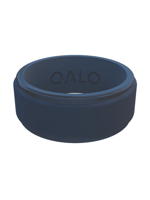 QALO Mens Polished Step Edge Silicone Ring - Size 11
