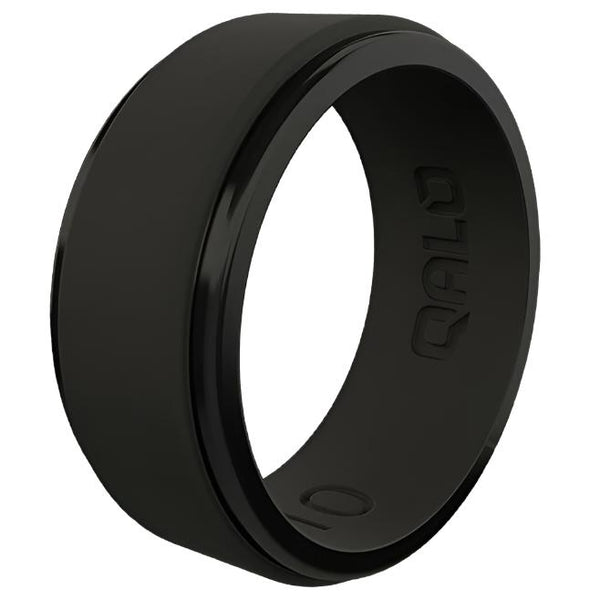 QALO Mens Polished Step Edge Silicone Ring - Size 9