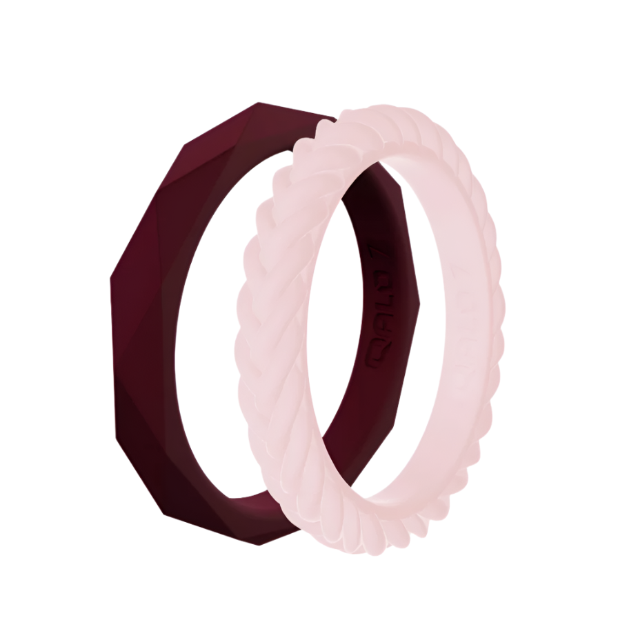 Qalo Stackable Rings QALO Womens Raspberry Blossom Stackable Silicone Ring - Size 5 – ShopCGX