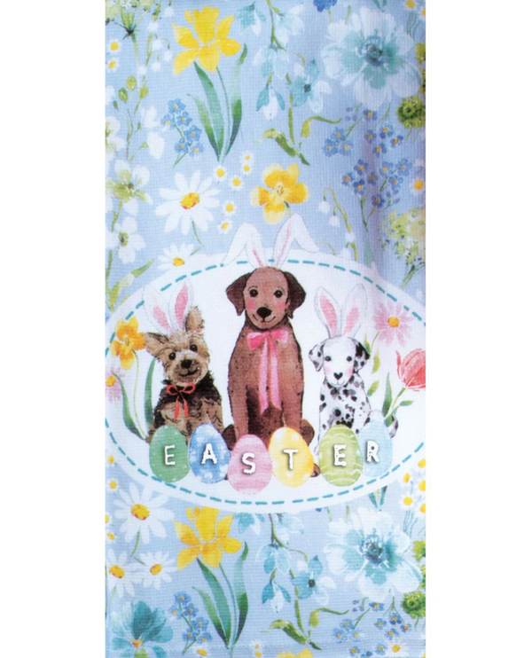 Kay Dee Designs Easter Floral Puppy Dual Purpose Terry Kitchen Towel