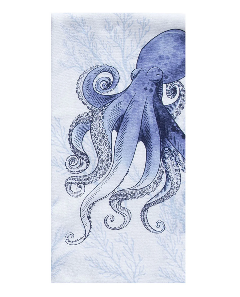Kay Dee Designs Blue Shell Coastal Octopus Dual Purpose Terry Kitchen Towel