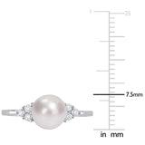 Sofia B Cultured Freshwater Pearl And 1/8 CT TW Diamond Ring - Size 7