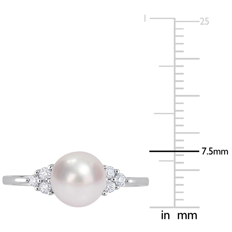 Sofia B Cultured Freshwater Pearl And 1/8 CT TW Diamond Ring - Size 7