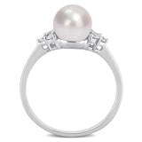 Sofia B Cultured Freshwater Pearl And 1/8 CT TW Diamond Ring - Size 7