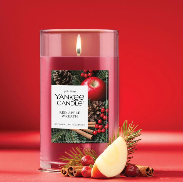 Yankee Candle Signature Medium Pillar Candle - Red Apple Wreath