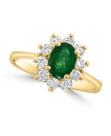 Effy 14K Yellow Gold Oval Emerald & Diamond Halo Ring