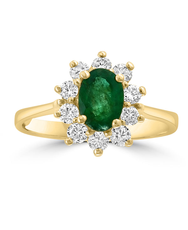 Effy 14K Yellow Gold Oval Emerald & Diamond Halo Ring
