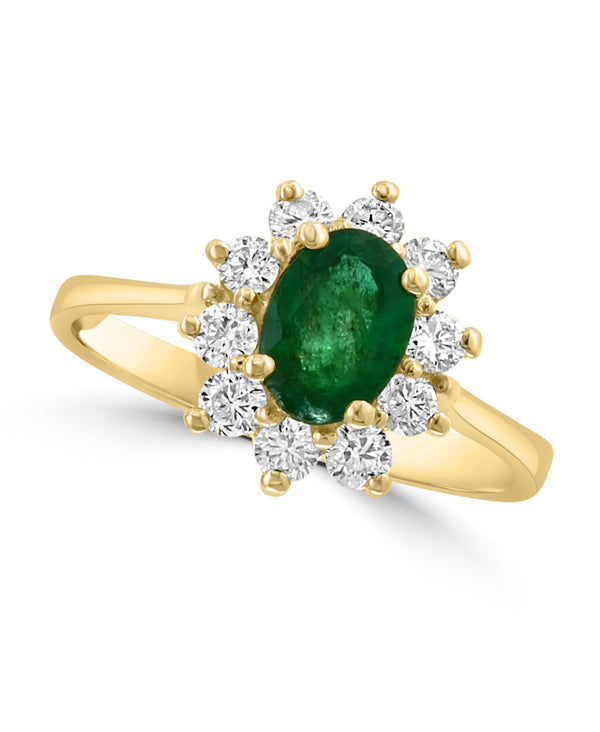 Effy 14K Yellow Gold Oval Emerald & Diamond Halo Ring