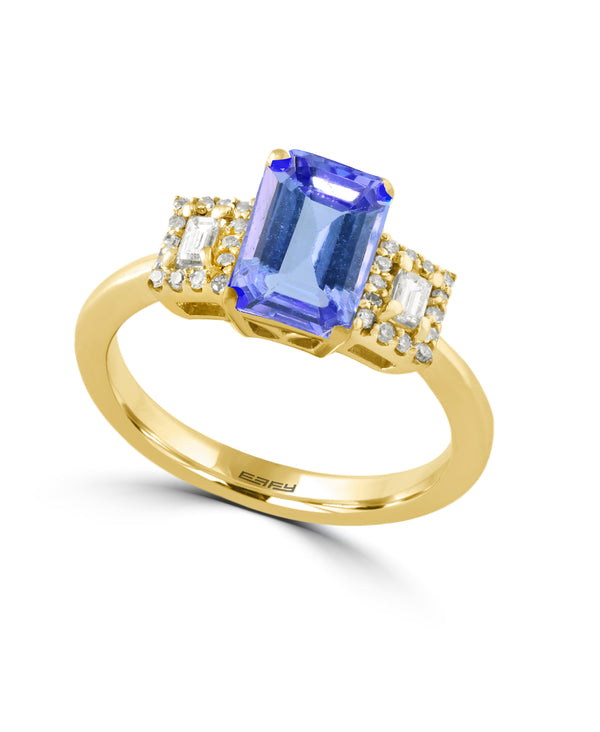 Effy 14K Yellow Gold Tanzanite & Diamond Ring