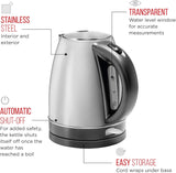 CHEFMAN Stainless Steel Electric Kettle - 1.7 L.