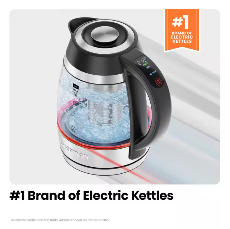 CHEFMAN Stainless Steel Electric Glass Kettle with Tea with Tea