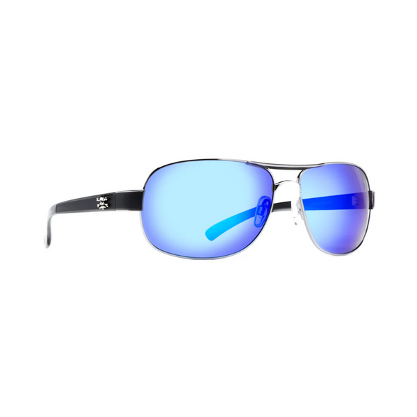 Calcutta Roanoke Black Wire Frames - Blue Mirror Lens - Polarized Sunglasses