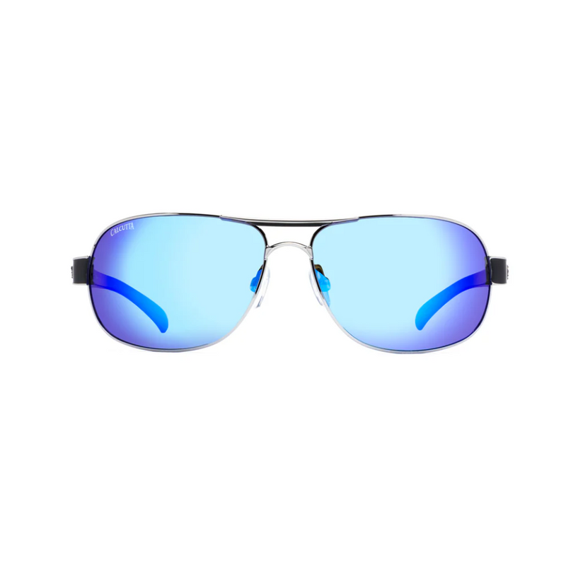 Calcutta Roanoke Black Wire Frames - Blue Mirror Lens - Polarized Sunglasses