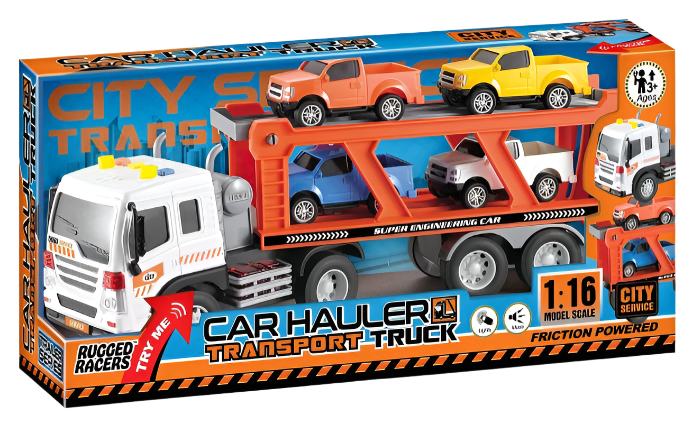 Rugged Racers 1:16 Car Hauler Truck Toy – ShopCGX