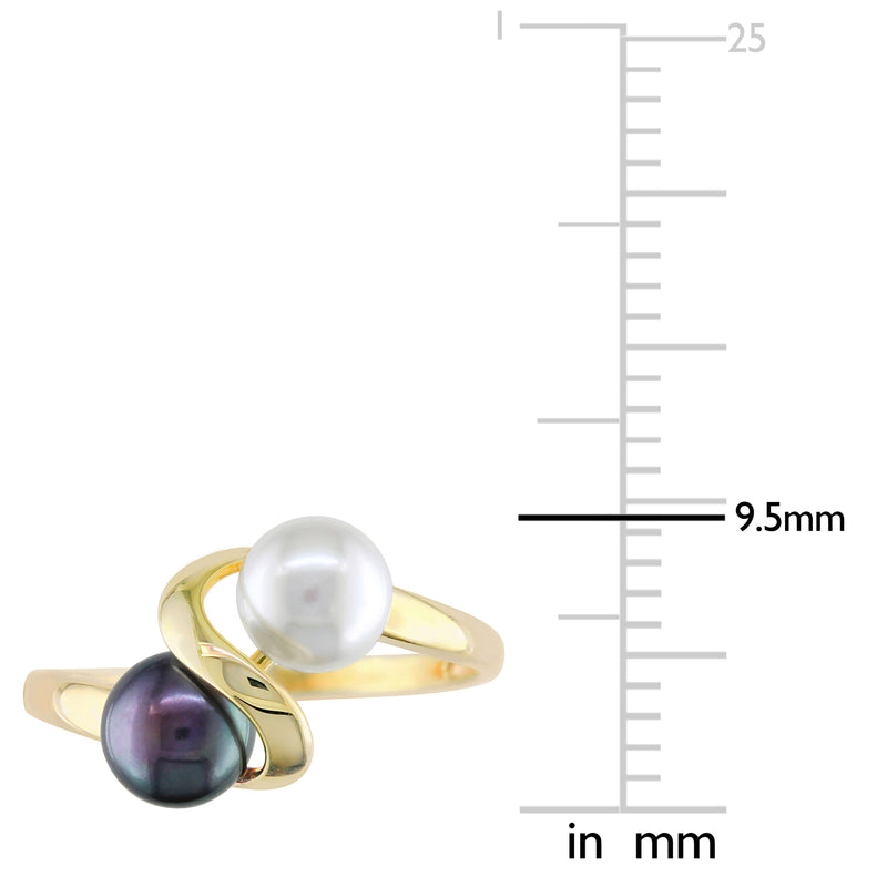 Sofia B White And Black Cultured Freshwater Pearl Ring - Size 4