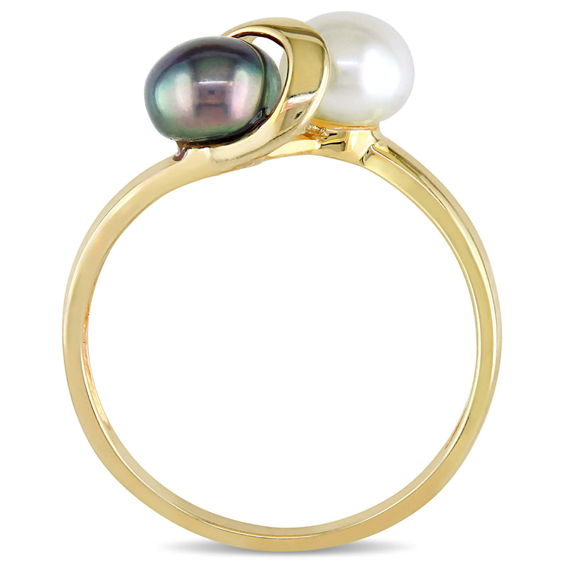 Sofia B White And Black Cultured Freshwater Pearl Ring - Size 4