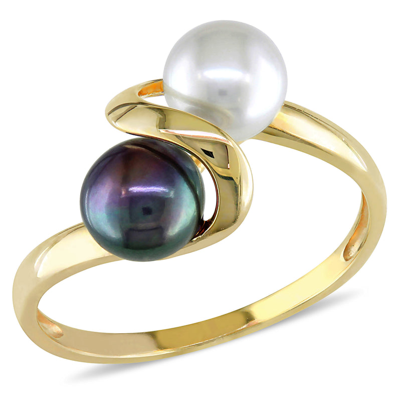 Sofia B White And Black Cultured Freshwater Pearl Ring - Size 4