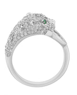 Effy 14K White Gold Emerald Panther Ring - Size 7