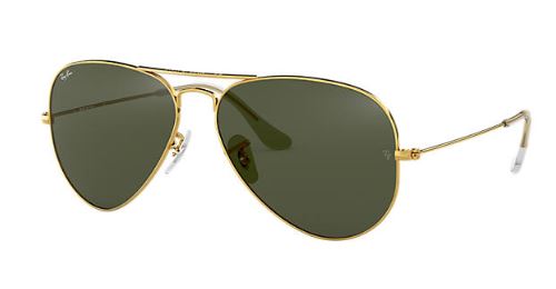 Ray-Ban Aviator Classic Non-Polarized Sunglasses - Gold/Green