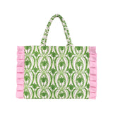 Lilly Pulitzer Texture Palm Stripe Ruffle Tote Handbag