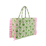 Lilly Pulitzer Texture Palm Stripe Ruffle Tote Handbag