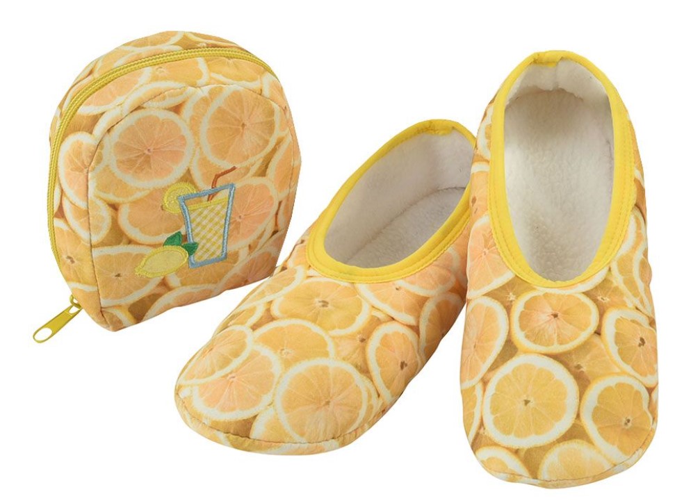 Snoozies Womens Lemon Skinnies With Pouch Slipper â ShopCGX
