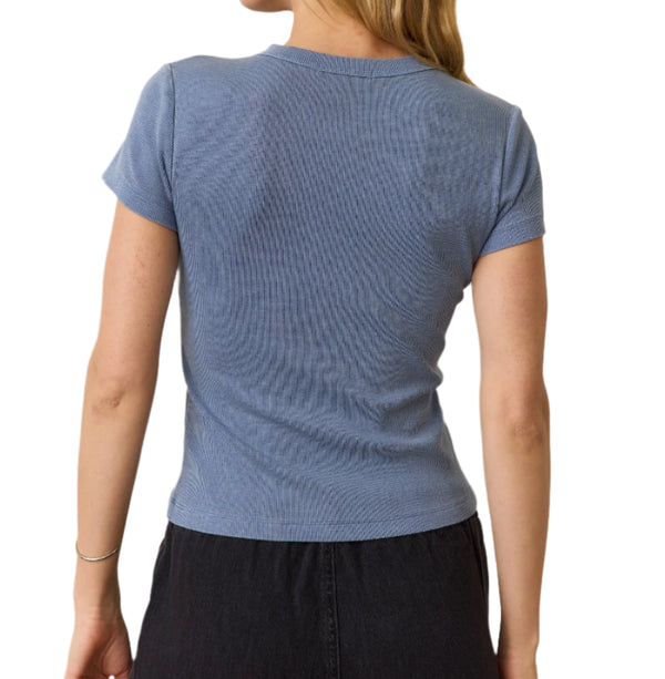 Marine Layer Womens Lexi Rib Sun-In Crew Short Sleeve T-Shirt