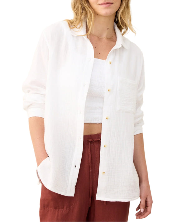 Marine Layer Womens Jane Relaxed Double Cloth Button Down Shirt