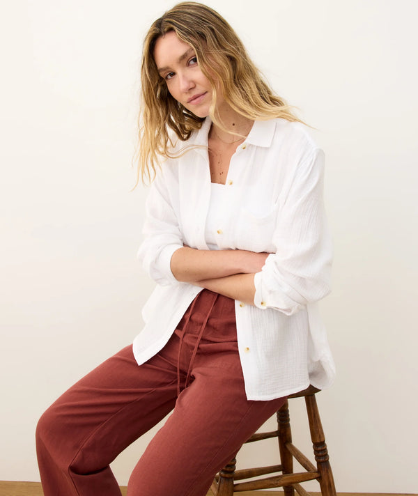 Marine Layer Womens Jane Relaxed Double Cloth Button Down Shirt