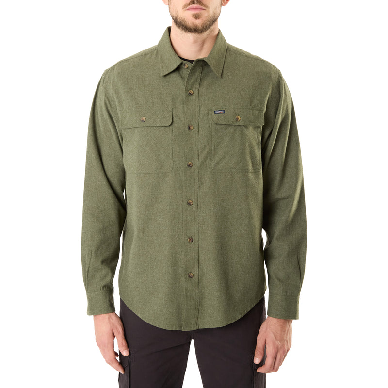 Smith’s Workwear Mens Heathered Solid Long Sleeve Flannel Shirt