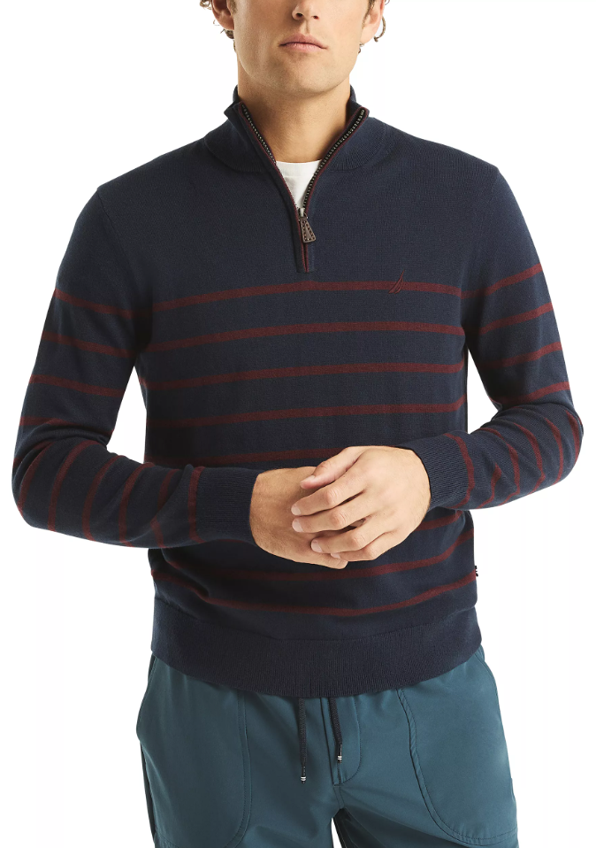 Nautica Mens Navtech Striped 1/4 Zip Sweater – ShopCGX