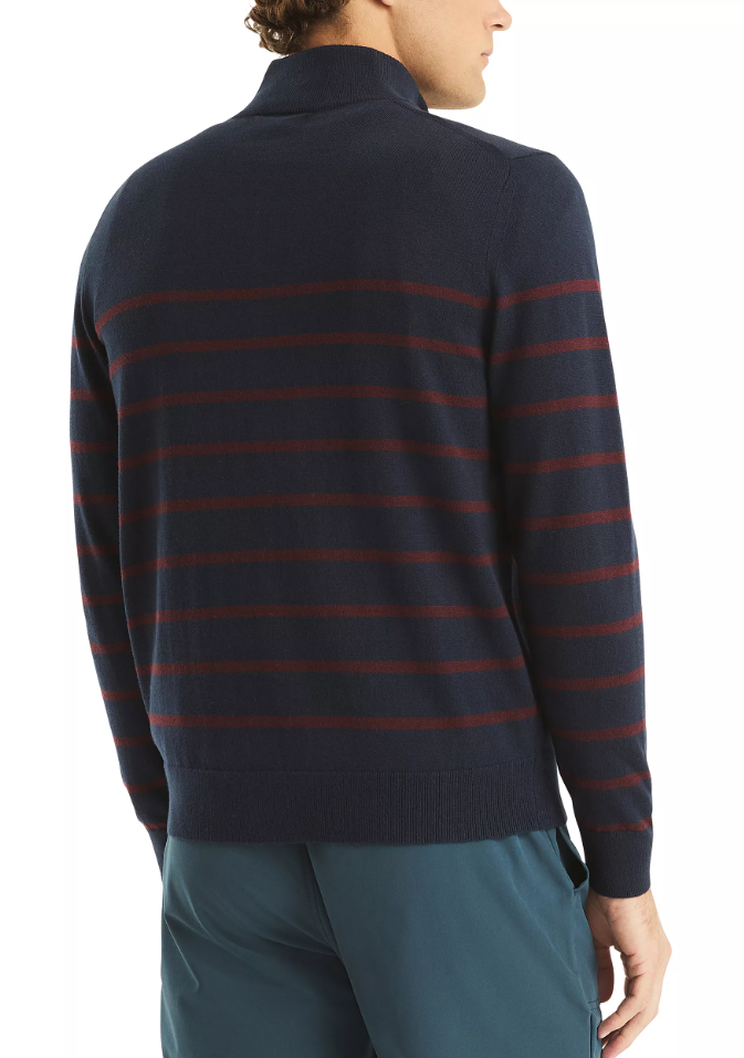 Nautica Mens Navtech Striped 1/4 Zip Sweater