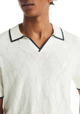 Nautica Mens Textured Argyle Short Sleeve Polo Sweater