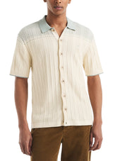 Nautica Mens Textured Argyle Short Sleeve Sweater