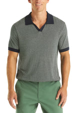 Nautica Mens Herringbone Short Sleeve Polo Sweater