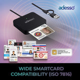 Adesso SCR-400 USB-C Desktop Smart Card Reader