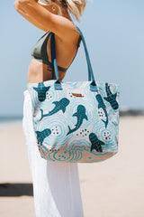 Sand Cloud Shark Ripples Beach Tote Handbg