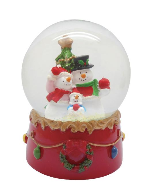 Transpac Christmas Snowman Family Water Globe