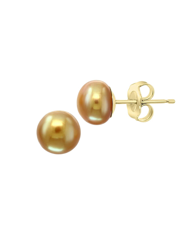 Effy 14K Yellow Gold Golden Cultured Fresh Water Pearl Stud Earrings