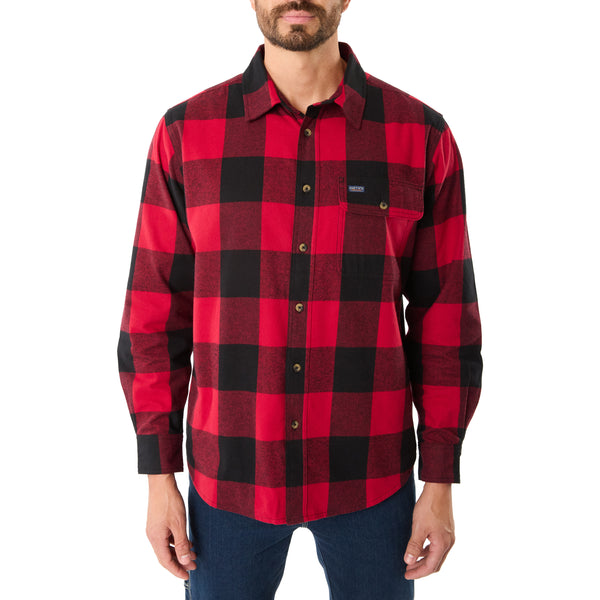 Smith’s Workwear Mens Buffalo Check Long Sleeve Flannel Shirt