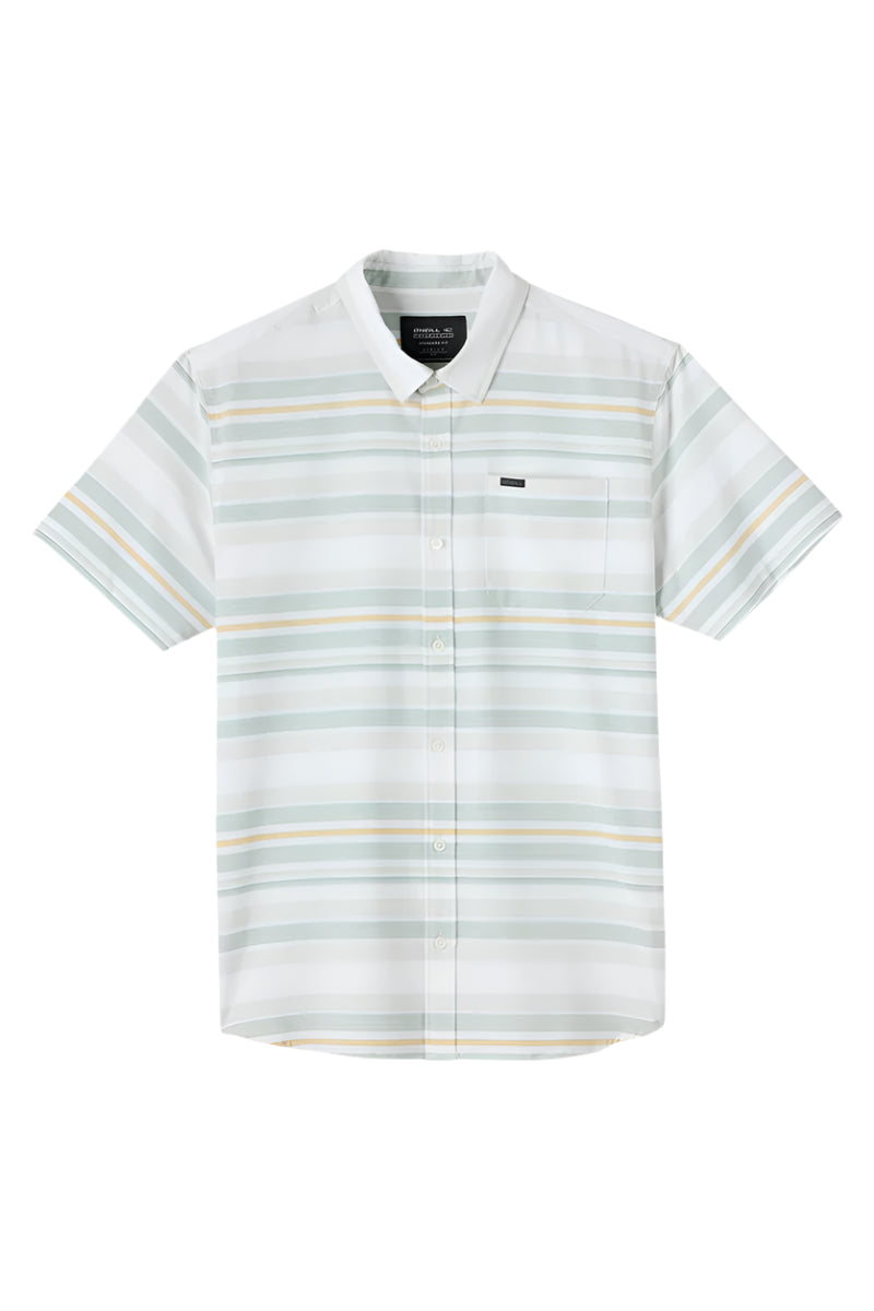 O'Neill Mens TRVLR UPF Transverse Stripe Standard Fit Short Sleeve Shirt