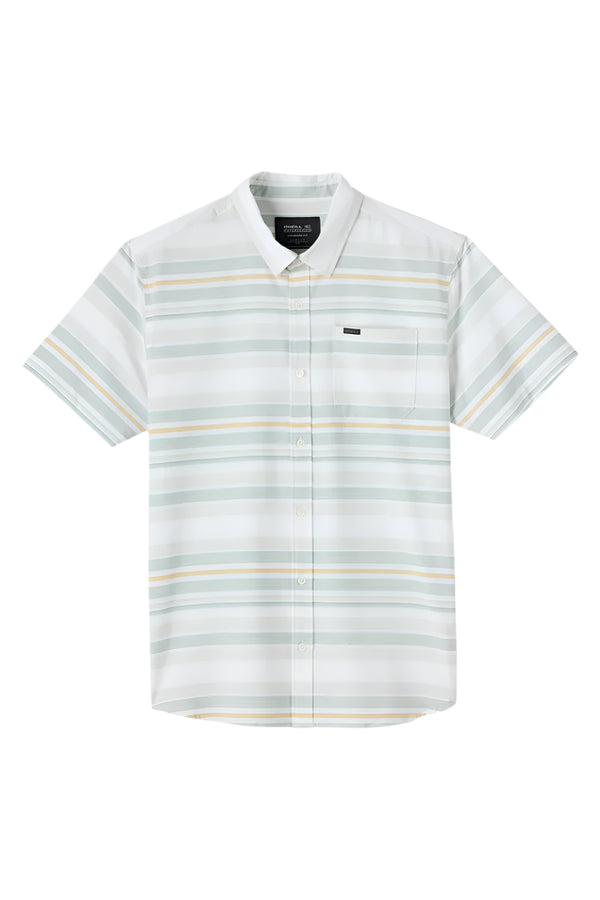 O'Neill Mens TRVLR UPF Transverse Stripe Standard Fit Short Sleeve Shirt