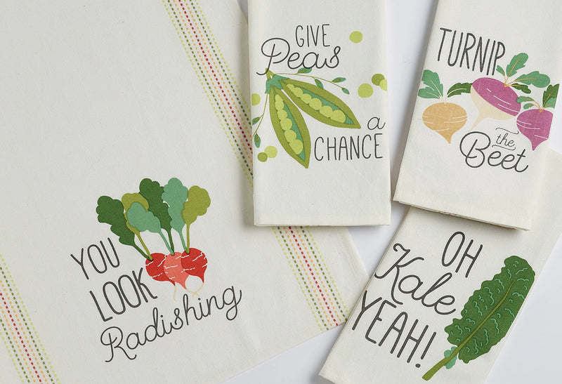Design Imports Veggie Punny Assorted Printed Dishtowels